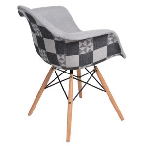 Jídelní židle s dřevěnou podnoží Blom patchwork (Jídelní židle s dřevěnou podnoží Blom patchwork, do 2 týdnů)