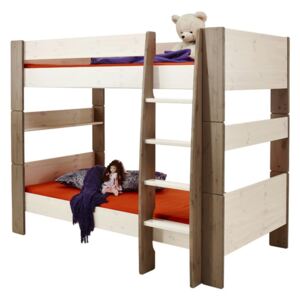 Dětská patrová postel Dany 90x200 cm - bílá/hnědá