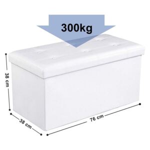 Úložný sedací box čalouněný skládací 76x38 cm bílý