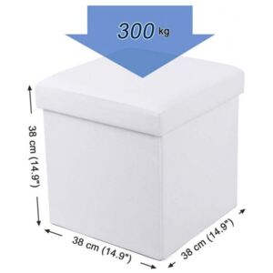 Úložný sedací box čalouněný skládací 38x38 cm bílý