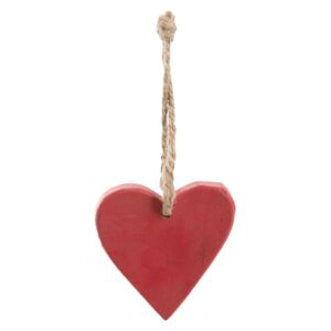 Závěsné červené dřevěné srdce 6ks - 7*1*7 cm
