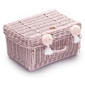 Baby Deco Proutěný kufřík pudrová růžová, 41 x 29x 20 cm