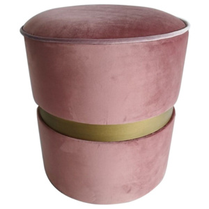 Růžový puf s nohami z borovicového dřeva Simla Velvet Champagne, ⌀ 40 cm