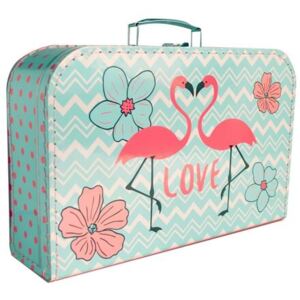 Kufřík Plameňáci růžovo/modrý 35 cm