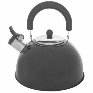 Čajová konvice s píšťalkou, na plynový sporák, nerezová ocel, 2 l, černá barva