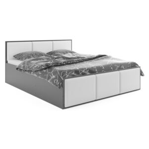 Expedo Čalouněná postel SANTOS, 120x200, grafit/trinity 0 - bílá + kovový rošt + matrace
