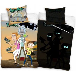 Carbotex • Bavlněné ložní povlečení Rick and Morty a Summer Smith - se svítícím efektem - 100% bavlna Renforcé - 70 x 90 cm + 140 x 200 cm