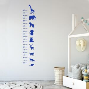 GLIX Dětský metr - Zvířata 1 - samolepka na zeď Modrá 25x120 cm