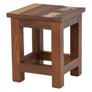 Stolička z antik teakového dřeva, "GOA" styl, 25x25x30cm (3P)
