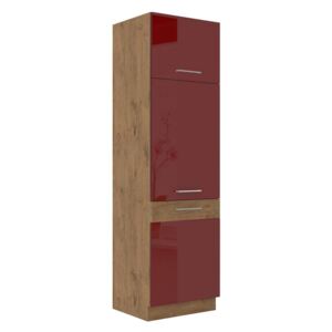 Vysoká kuchyňská skříňka Woodline 60 HSKK-210 3F, Barva: Dub lancelot / bordo lesk