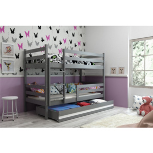 Patrová postel ERYK s úložným prostorem včetně matrací (Grafit)