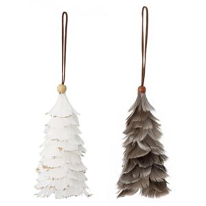 Vánoční ozdoba Feather Grey/ White 14 cm Bílá