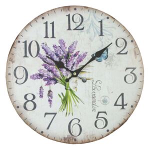 Nástěnné hodiny Lavender, 34 cm (Moc hezké nástěnné dřevěné hodiny s oblíbeným motivem levandule.)