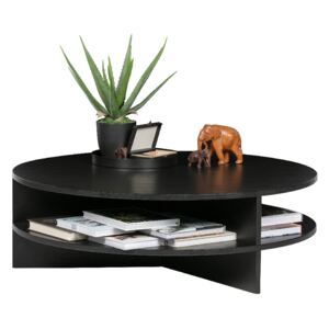 Hoorns Černý kulatý dřevěný konferenční stolek Richard 100 cm