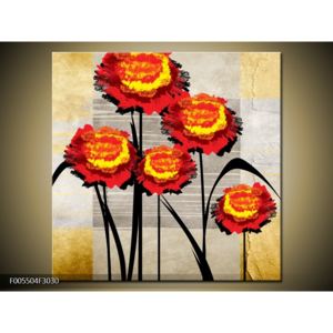 Abstraktní obraz - červené květiny (F005504F3030)