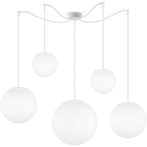 Matně bílé pětiramenné závěsné svítidlo Sotto Luce Tsuki