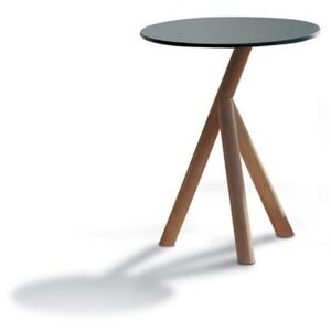 Roda Teakový odkládací jídelní stolek Stork, Roda, kulatý 45x54 cm, teakový rám, HPL deska šedá (grey)