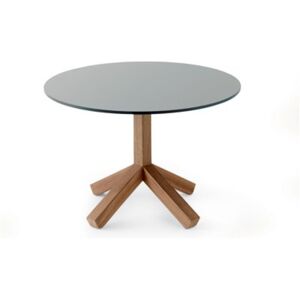 Roda Teakový konferenční stolek Root, Roda, kulatý 67x44 cm, teakový rám, HPL deska šedá (grey)