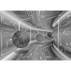 Postershop Fototapeta: 3D Sci-fi tunel (šedý) - 254x368 cm