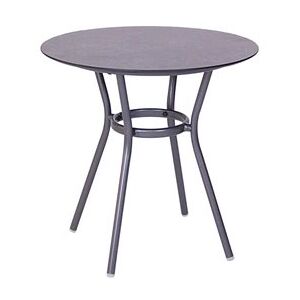 Stern Hliníkový jídelní stolek Space, Stern, kulatý 68x37 cm, hliníkový rám šedočerný (anthracite), deska HPL Silverstar 2.0 šedo-bílá (Vintage grey)
