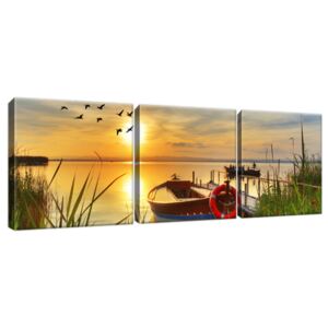 Obraz na plátně Jezero, člun a západ slunce 90x30cm 2049A_3A