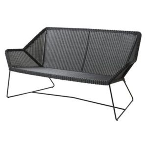 Cane-line Ratanové 2-místné sofa/pohovka Breeze, Cane-line, 60x61x83 cm, hliníková konstrukce černá, výplet umělý ratan černý