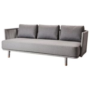 Cane-line 3-místné sofa/pohovka Moments, Cane-line, 220x82x80 cm, rám kov, výplet lanko šedý (grey), sedáky venkovní tkanina šedá (SoftTouch grey)