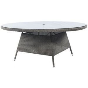 Alexander Rose Ratanový jídelní stůl Monte Carlo, Alexander Rose, kulatý prům. 180x74 cm, umělý ratan kulatý, barva šedá, tvrzené sklo