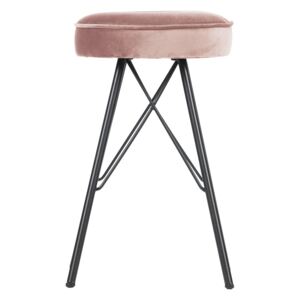 Růžová barová stolička se sametovým potahem WOOOD, výška 53 cm