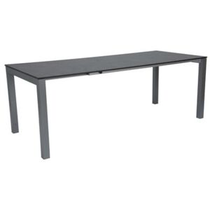Stern Hliníkový rozkládací jídelní stůl Select, Stern, obdélníkový 200-260x90x75 cm, hliníkový rám bílý, HPL deska Silverstar šedočerná (Smoky)