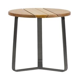 Manutti Hliníkový odkládací boční stolek Manutti, kulatý 42x43,5 cm, hliníkový rám, barva bílá, deska tropické dřevo iroko