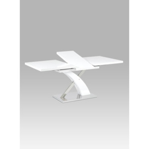 Autronic Rozkládací jídelní stůl 140+40x90 cm, bílý mat / nerez HT-999 WT