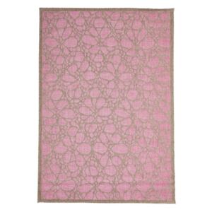 Růžový venkovní koberec Floorita Fiore, 135 x 190 cm