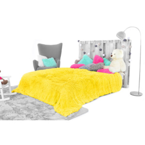 Plyšový přehoz na postel Vesardi žlutý