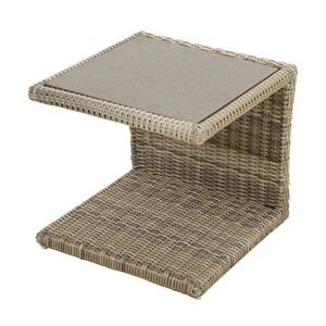 Ploss Ratanový odkládací stolek Sahara, Ploss, obdélníkový 50x45x50 cm, umělý ratam béžovo-šedý žíhaný, deska stříkaný kámen