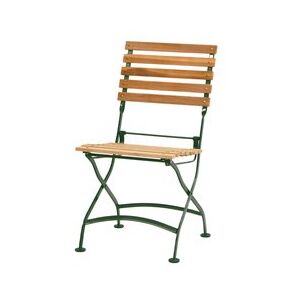 Ploss Kovová skládací jídelní židle Verona, Ploss, 46x55x88cm, rám kov barva zelená, lamely teak