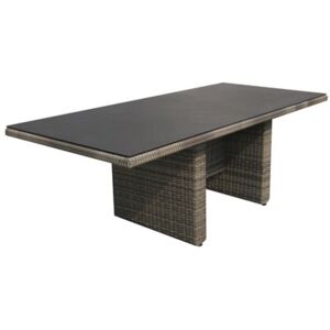 Ploss Jídelní stůl Rabida, Ploss, obdélníkový 220x100x75 cm, umělý ratan šedo-béžový žíhaný, deska stříkaný kámen