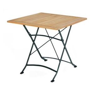 Ploss Kovový skládací jídelní stůl Verona, Ploss, čtvercový 80x80x75 cm, kovový rám, barva zelená, teak