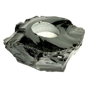 Milujeme Kameny Obsidián černý - svícen - surový kámen