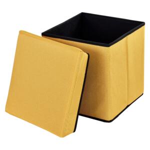 [en.casa]® Skládací taburet - textil - horčicově žlutý - 38 x 38 x 38 cm