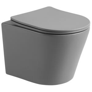 Mexen Rico WC mísa Rimless, WC sedátko se zpomalovacím mechanismem, Slim, duroplast - šedá světlá matná - 30724061