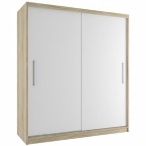 Designová šatní skříň s posuvnými dveřmi šířka 158 cm dub sonoma korpus 07 Dub sonoma - Bílá