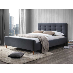 Čalouněná postel PINKY + rošt, 160x200, šedá