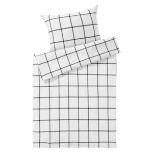 MERADISO® Flanelové ložní prádlo, 140 x 200 cm (káro/šedá/bílá)