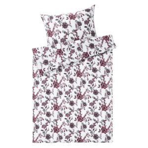 MERADISO® Flanelové ložní prádlo, 140 x 200 cm (květiny/červená/šedá/bílá)