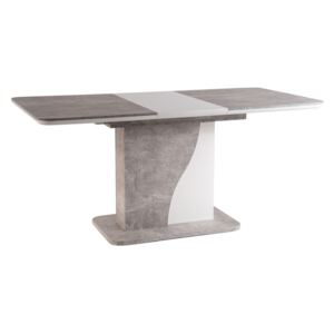 SIG Rozkládací jídelní stůl SYRIUSZ 120(160)x80 šedý (efekt betonu)/bílý mat