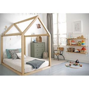 Přírodní domečková postel Simple z bukového dřeva