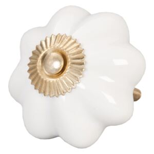 Keramická úchytka Bílá květina – Ø 5 cm