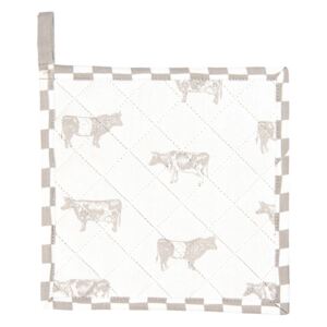 Bavlněná podložka/chňapka s béžovým potiskem Life with Cows - 20*20 cm