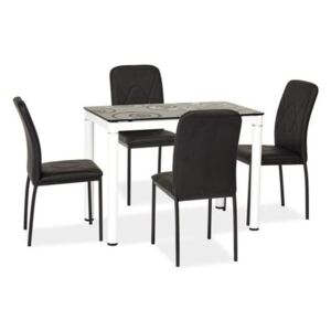 Jídelní stůl Damar 100x60 cm černá deska/bílé nohy
